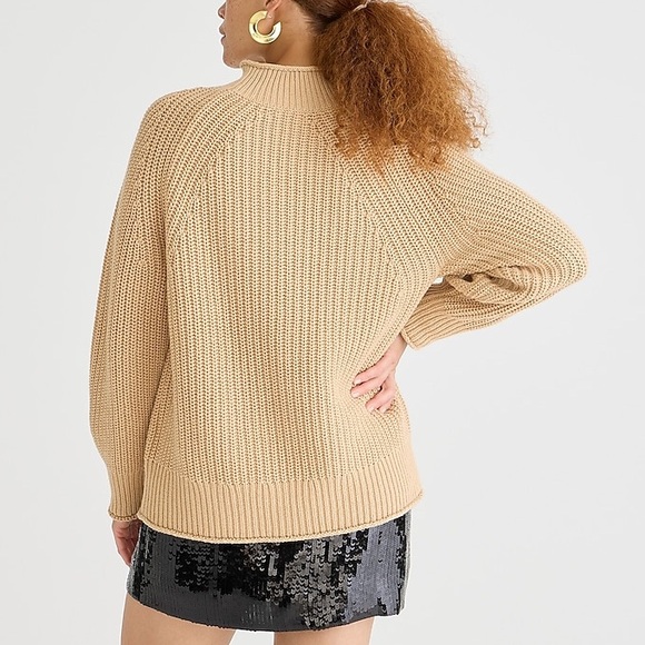 J. Crew Relaxed Roll Neck Chunky Knit Sweater in Sandy Beach - Picture 4 of 10